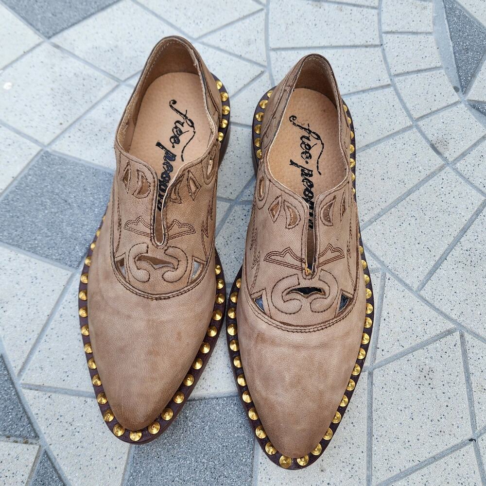 Free People Twin Falls Leather Studded Cowgirl Loafers 36 - Picture 8 of 11
